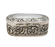 Edwardian Sterling Silver Floral Pattern Jewellery Box Antique 1904 Birmingham