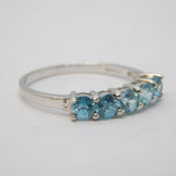 9ct White Gold & Five-Stone Blue Zircon Dress Ring Vintage 2006 Birmingham