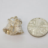 Sterling Silver Two Bells With Ribbon Charm Pendant Vintage c1970