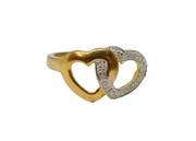 Sterling Silver & Gilt Paste Set Entwined Hearts Dress Ring Vintage c1970 Size N