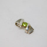 Sterling Silver  Peridot Set Angled Drop Charm Pendant Vintage c1970