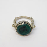 20th Century White Metal Green Agate Centurion Ancient Style Signet Ring Antique