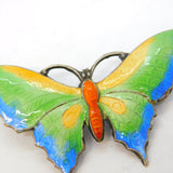 Sterling Silver & Colourful Enamel Butterfly Brooch Pin Antique c1940 Art Deco