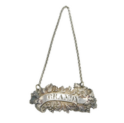 Victorian Silver Plated Grape Pattern Brandy Decanter Label Antique c1850s