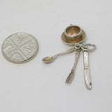Sterling Silver Breakfast Charm Pendant Vintage c1970