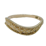 Sterling Silver Patterned Wavy Band Dress Ring Vintage c1970 Size L