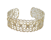 Sterling Silver Paste Set Floral Pattern Open Bangle Vintage c1990
