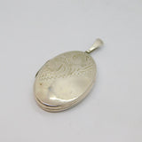 Sterling Silver Patterned Large Oval Double Locket Pendant Vintage c1970