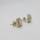 Pair of Sterling Silver Cubic Zirconia Cluster Stud Earrings Vintage c1970
