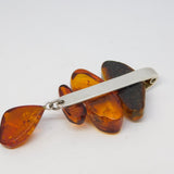 Sterling Silver & Baltic Amber Set Drop Pendant Vintage c1990