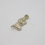 Sterling Silver Kneeling Girl With Flowers Charm Pendant Vintage c1970