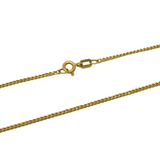 9ct Yellow Gold Flat Curb Link Chain Necklace Vintage c1970s 16" Length