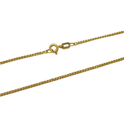 9ct Yellow Gold Flat Curb Link Chain Necklace Vintage c1970s 16" Length