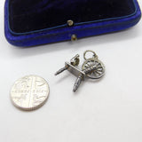 Sterling Silver Traditional Spinning Wheel Charm Pendant Vintage c1970