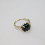 Sterling Silver Natural Blue-Green Cabochon Studio Ring Vintage c1970 Size Q