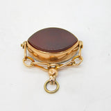 Edwardian 9ct Gold, Bloodstone & Carnelian Spinner Fob Pendant Antique c1910