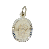 Sterling Silver Oval St Christopher Travel Charm Pendant Vintage c1970