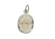 Sterling Silver Oval St Christopher Travel Charm Pendant Vintage c1970