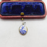 Sterling Silver Delft Ceramic Windmill Drop Charm Pendant Vintage c1970