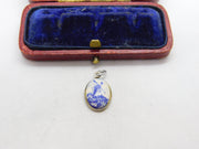 Sterling Silver Delft Ceramic Windmill Drop Charm Pendant Vintage c1970