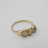 Sterling Silver Triple Cabochon Rose Quartz Dress Ring Vintage c1970 Size L