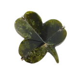 19th Century Irish Sterling Silver & Connemara Marble Shamrock Brooch Antique