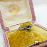 Sterling Silver Birthday Ring With Quartz Vintage c1970 Size M