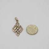 Sterling Silver Celtic Knot Style Geometric Charm Pendant Vintage c1970s