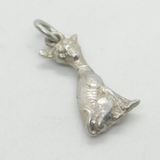 Sterling Silver Siamese Cat Charm Pendant Vintage c1970