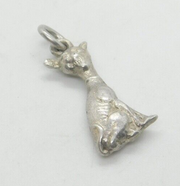 Sterling Silver Siamese Cat Charm Pendant Vintage c1970