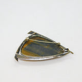 Sterling Silver Tiger's Eye Angular Modernist Brooch & Pendant Vintage c1970
