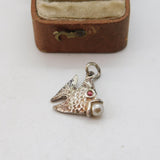 Sterling Silver Fish with Pearl in Mouth Charm Pendant Vintage c1970