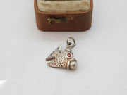 Sterling Silver Fish with Pearl in Mouth Charm Pendant Vintage c1970