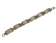 Sterling Silver Floral Pattern Panel Bracelet Antique 1946 London