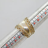 Sterling Silver Graduating Patterned Wide Band Dress Ring Vintage c1970 Size Q