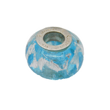 Sterling Silver Rhona Sutton Aqua Blue Glass & Silver Charm Bead Vintage c1970