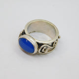 Sterling Silver Blue Chalcedony Patterned Studio Ring Modern 2000 Size R 1/2