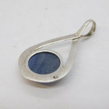 Studio Sterling Silver & Blue Hardstone Drop Pendant Vintage c1980s