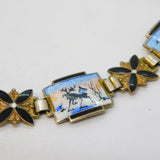 Aksel Holmsen Norwegian Sterling Silver & Enamel Panel Bracelet Antique