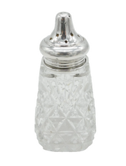 Sterling Silver Topped Cut Glass Sugar Caster Antique 1930 London Art Deco