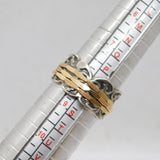 Gold On Sterling Silver Patterned Triple Spinning Band Ring Modern c2000 Size R