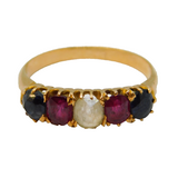 Victorian 14ct Gold, Ruby, Sapphire & Spinel Harlequin Ring Antique c1890s