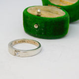 Sterling Silver Square Set CZ Solitaire Ring Vintage c1970 Size Q 1/2