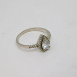 Sterling Silver Paste Peardrop Dress Ring Vintage c1970 Size O 1/2