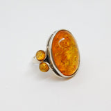 Sterling Silver Chunky Baltic Amber Statement Ring Vintage c1970 Size K 1/2
