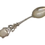 Sterling Silver Enamel Rifle Target Teaspoon Antique c1920 Art Deco