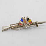 WW1 Sterling Silver Enamel Set Allied Flags Sweetheart Brooch Antique 1914