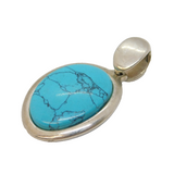 Sterling Silver Mounted Blue Howlite Drop Pendant Vintage c1990s