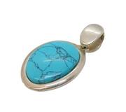 Sterling Silver Mounted Blue Howlite Drop Pendant Vintage c1990s