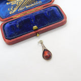 Sterling Silver and Red Glowing Glass Charm Pendant Vintage c1970